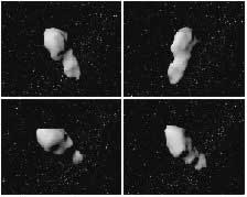 Toutatis ist ungefähr 4,6 Kilometer lang. Bild: (c) Copyright Hudson und Ostro 1995 by the AAAS) 