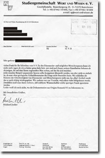 Stellungnahme von Wort und Wissen e.V.